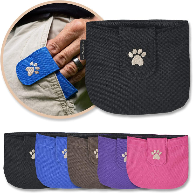 Dog Treat Pouch, Black Pocket Sized Training Reward Pouch - Lightweight Dog Treat Holder with Magnetic Flap for Stabilit