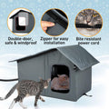 Mewtogo Weatherproof Outdoor Heated Cat House with Thermostatic Heating Pad