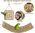 2Pcs Natural Sea Grass Parrot Mat - Foraging Chew Wall Toy with Climbing Rope & Hook, Hanging Play Pad for Lovebirds/Cockatoos/Budgerigars/Conures/Pigeons | 2 Sizes29.53x6.89 &7.48x7.48 Inches