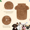 Dog Sweater,Dog Hoodies,Warm Fuzzy Fleece Sweatshirt with Hood & Pocket,Leash Hole,Cozy Cold Weather Pet Clothes Pet Swe