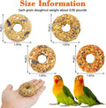 Fhiny 4 PCS Parakeet Treats, Donut Shaped Natural Grain Cockatiel Food with Fruits Vegetables Flowers and Herbs Bird Chew Toys for Parrot Conure Lovebird Training Rewards and Beak Grinding