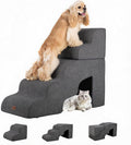 Garnpet Dog Stairs for Bed with Tunnel, 5-Step Dog Steps for Small Dogs and Cats, Non-Slip Indoor Pet Stair for Couch an
