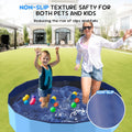 Bilibara 47'' Foldable Dog Pet Bath Pool, Heavy Duty Non-Slip Kiddie Pool, Plastic Pet Wading Pool for Puppy Small Medium Large Dogs, Indoor and Outdoor Kids Pet Dog Bathtub