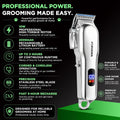 Furvana Set of 15 Dog Clippers for Grooming, Professional Dog Grooming Kit with 10W High-Torque Motor, Stainless Steel B