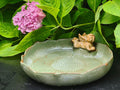 Bakayoyo 9.45inch Ceramic Ground Bird Bath Bowl for Outside, BirdBath Bowl Only, Ground Bird Feeders and birdbath for Outdoors, Tabletop，Balcony and Garden(Angel)