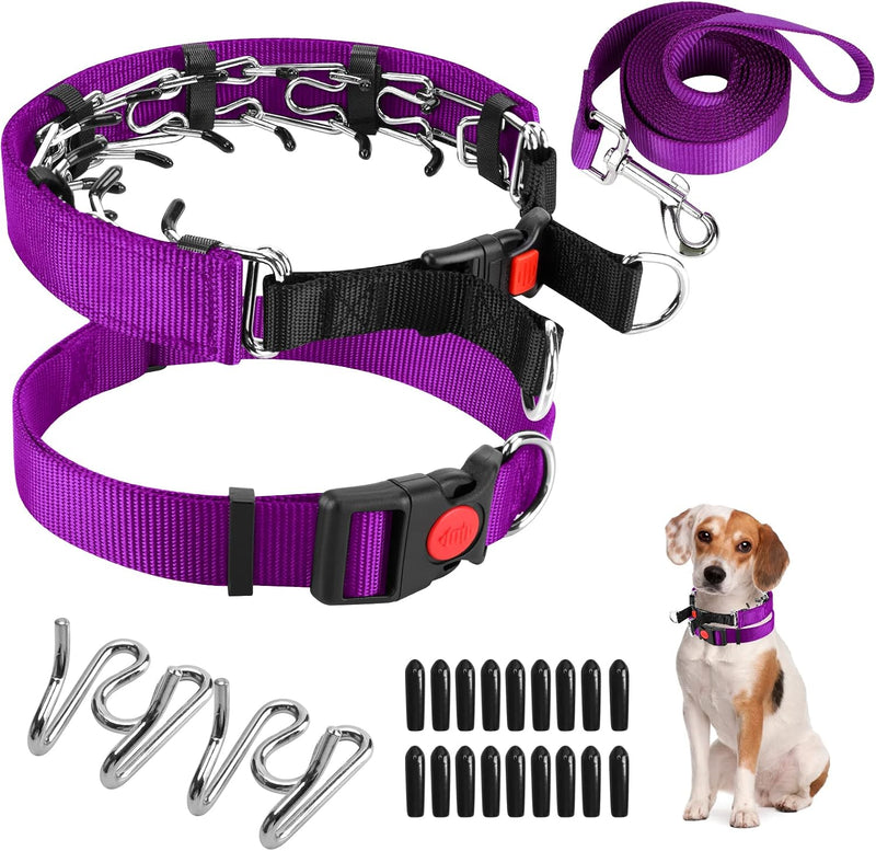 Prong Training Collar with Comfort Tips and Quick Release - Dog Choke Pinch Collar with Nylon Cover - Classic Collar and