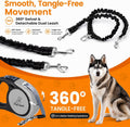 Dual Retractable Dog Leash – 16 FT Tangle-Free Leash for 2 Dogs, Detachable for Single Use, One-Button Brake & Lock, Up 