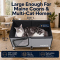 Outdoor Cat House Elevated,Insulated Feral Cat House Outdoor for Winter,Waterproof Cat Bed with Cozy Cushion(Grey, Large)
