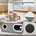 Extra Large Cat Beds for Indoor Cats, Covered Cat Cave Beds & Furniture with Scratch Pad and Fluffy Ball, Foldable Cat Condo Hideaway with Reversible Cushion for Multi Small Pet Large Kittens, Grey