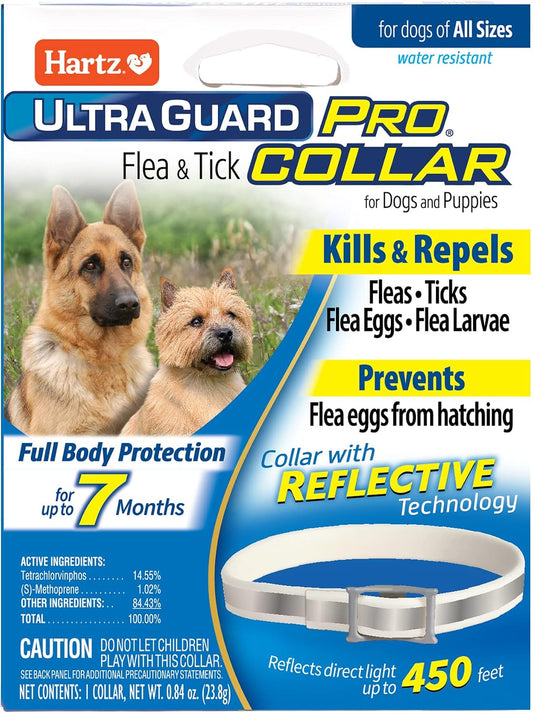 Hartz UltraGuard Pro Reflective Flea & Tick Collar for Dogs and Puppies, 7 Month Flea and Tick Prevention Per Collar, 1 