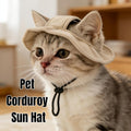 Corduroy Dog Sun Hat with Ear Holes, Adjustable Strap Pet Cap for Small Medium Dogs, Breathable UV Protection, Multiple (Khaki, S)