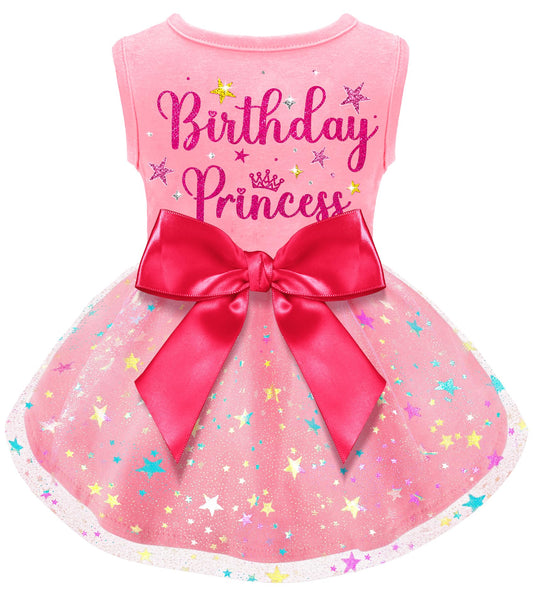 Dog Birthday Dress Dog Dress with Bowknot Tulle Birthday Princess Pet Clothes for Small Medium Large Dogs Girls Boys Cats Outfit Apparel