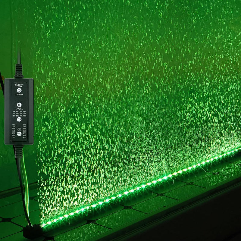hygger Aquarium Bubble Bar with 24/7 LED Light, Quiet Fine Air Stone with Hose Check Valve, Adjustable Time Brightness C