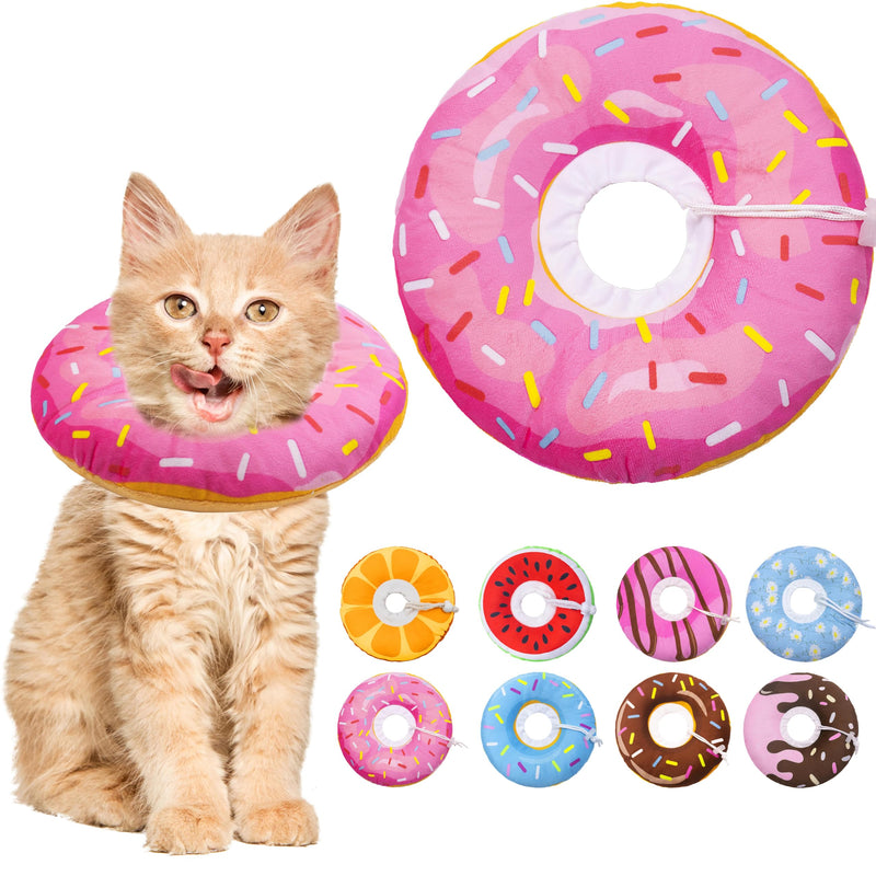 Seyezo Cat Cone Collar Soft, Adjustable Cat Recovery Collars Spay Cones to Stop Licking, Cute Donut E Collar After Surgery, Anti-Lick Wound Healing Elizabethan Collar for Kittens (Donut Pink, Small)