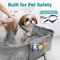 SereneLife Foldable Dog Bath Tub with Adjustable Height, 360° Access, Drain Hose & Storage Pockets – 130 lb Capacity Gro