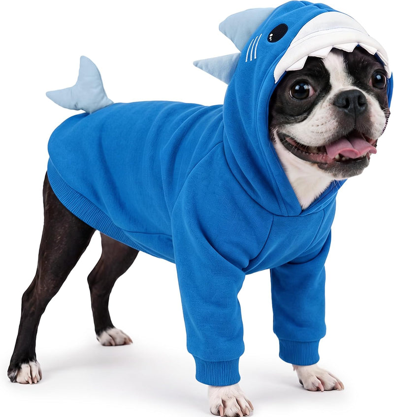PUMYPOREITY Shark Hoodie for Dogs Warm Fleece Halloween Costume