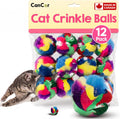 Crinkle Balls for Cats, Mini 1.5 Inch, 12 Pack, Crinkle Cat Toy, CanCor