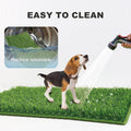 HQ4US 4LEGS Dog Grass Pad with Tray Large 34’’×23’’, Dog Litter Box with Odor Free Artificial Grass Pee Pads for Dogs Potty Tray with Hemmed Edge, Realistic for Indoor Balcony