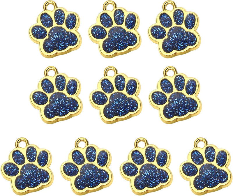 PATIKIL Animal Dog Cat Paw Print Pendants, 10 Pcs Crystal Footprint Dog Cat Paw Prints Pendants for DIY Necklace Bracele