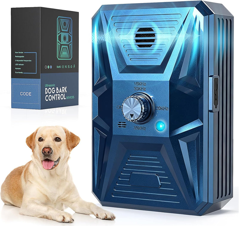 Anti Barking Device for Dogs, Auto Ultrasonic Dog Bark Deterrent with 3 Modes, Rechargeable Bark Control Device, Stop Ex