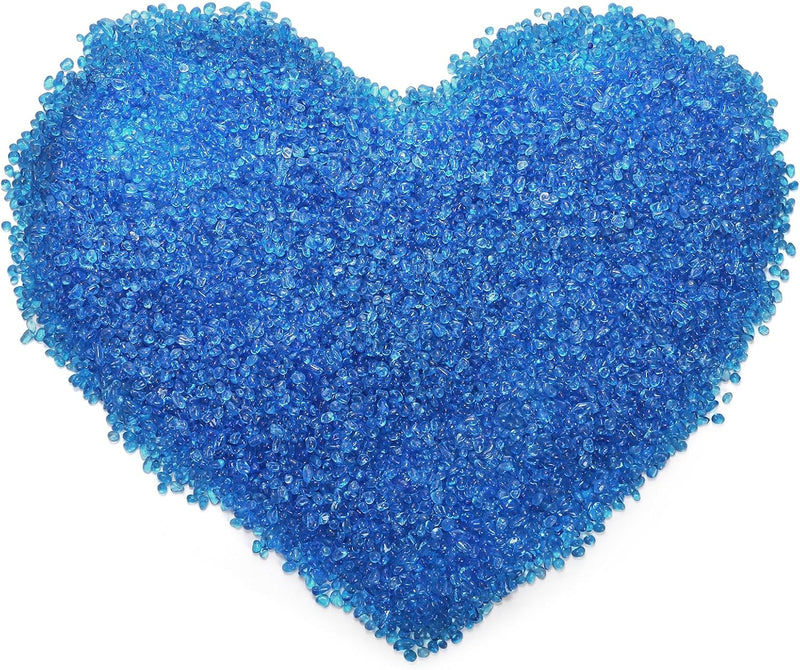 Lawei 5LB Fish Tank Gravel, Polished Small Aquarium Substrate Gravel Sand, Blue Sea Glass Beads for Vases, Irregular Dec