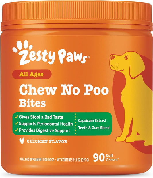 Zesty Paws Coprophagia Deterrent for Dogs - Chew No Poo, Chicken, 90 Ct