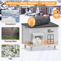 Large Heated Cat House for Outside Cats in Winter, Lslpin Weatherproof & Insulated Outdoor Feral Cat House with Escape D