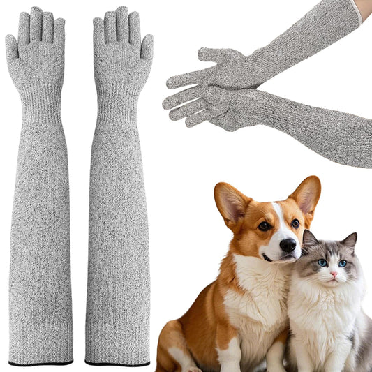 Cat Gloves Bite Proof, Cat Grooming Supplies, 15.74 in Cat Mittens to Prevent Scratching, Extra-Long Durable Bite Resistant Gloves, Bite Proof Gloves for Pet Grooming, Nail Trimming & Arm Protection