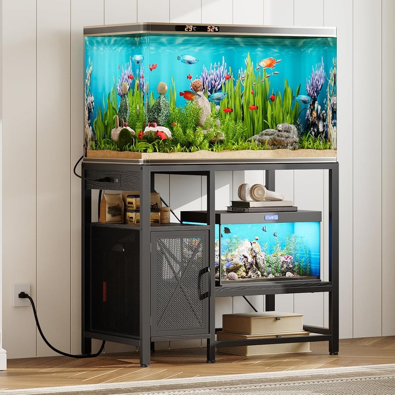 MAHANCRIS 40-50 Gallon Fish Tank Stand, Aquarium Stand with Power Outlet and Storage Cabinet, Heavy Duty Tank Stand Suit