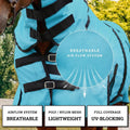 Horse Fly Sheet with Attached Neck Cover & Tail Flap | UV Protection Mesh Horse Blanket, Full Body Bug & Sun Shield, Buc