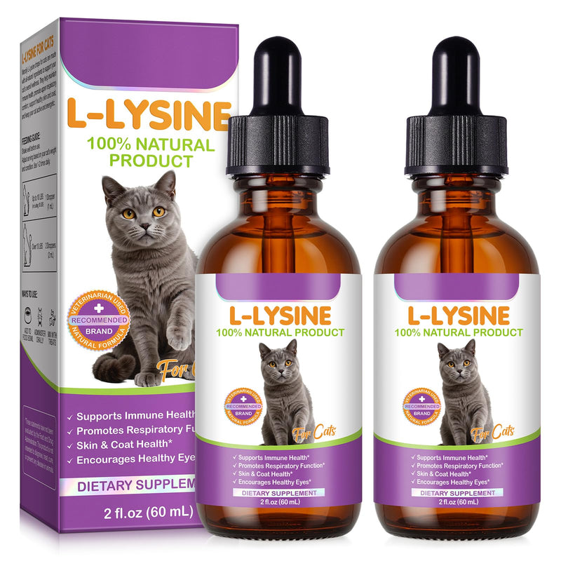 Lysine for Cats - 2 Packs Cat Lysine Drops