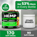 Hemp Calming Chews for Dogs - Advanced Dog Calming Chews - 170 Chews - Anxiety Relief Treats - Separation Aid, Barking, Stress Relief, Thunderstorms - Melatonin - Hemp Oil - Made in USA