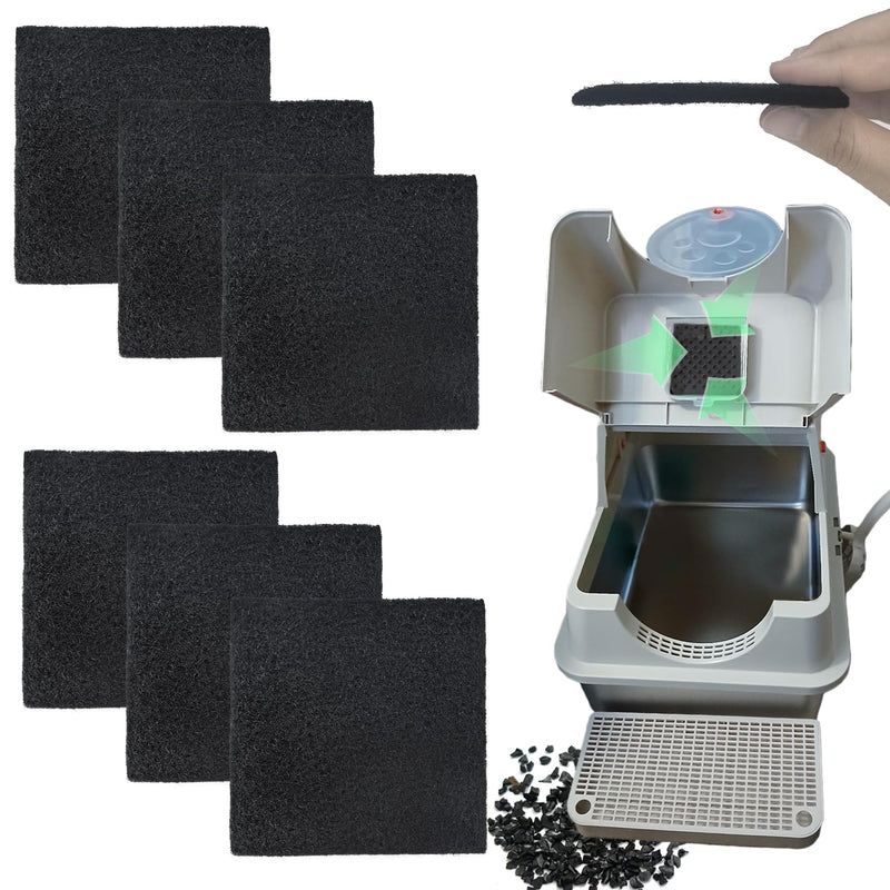 NewKe 6 Pack Activated Carbon Replacement Filters for HAPAW Stainless Steel Litter Box with Lid, Activated Charcoal Filters Compatible with SZEE XL Stainless Steel Litter Box