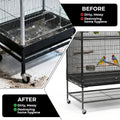 Falzqq Large Bird Cage Cover Bird Cage Seed Catcher 118 x 31 Inches Adjustable Elastic Band Mesh Birdcage Cover Net Skirt for Parrot Parakeet Macaw African Cages (Black)