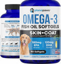 Omega 3 Fish Oil for Dogs, 90 Softgels, Low Odor - Skin and Coat, Shedding
