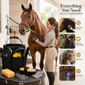Horse Grooming Kit For Care Bathing & Shedding Brushes & Curry Combs with Organizer Bucket & Silicone Grooming Gloves Al