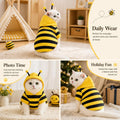 Cute Cat Bee Costume - Pet Halloween Apparel Bumble Bee Cosplay Clothes Antennae, Soft Warm Fleece Hoodie for Cats, Kitt