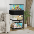5-10 Gallon Fish Tank Stand with Adjustable Height and Drawer, Black