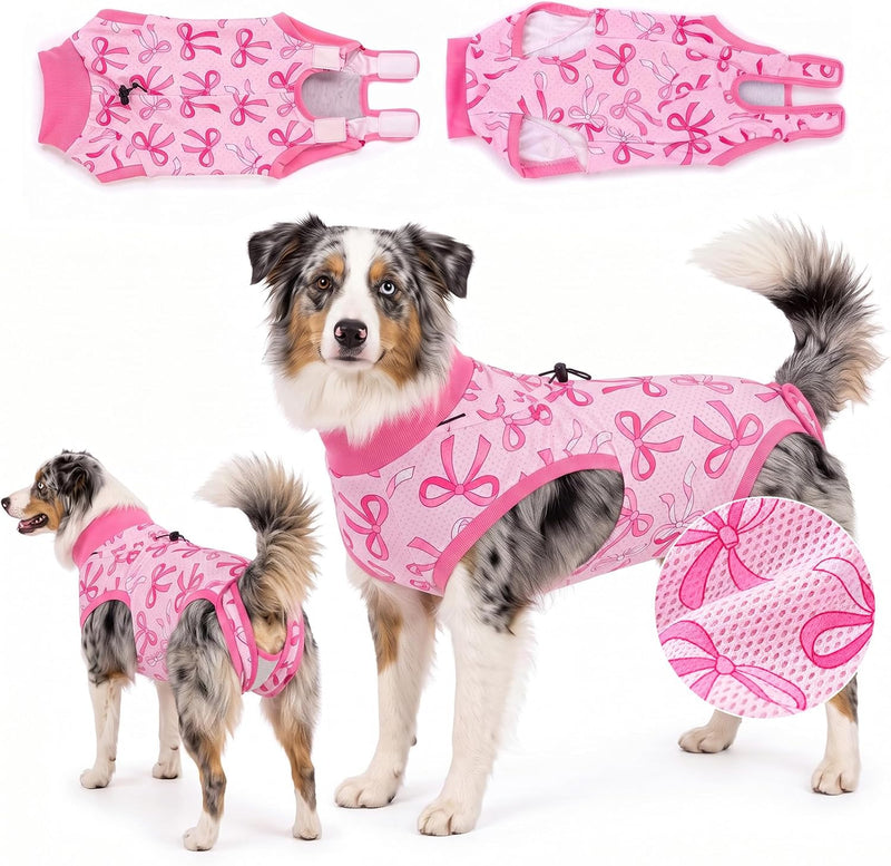Glittme Dog Surgery Recovery Suit with Breathable Mesh for Female Dogs L