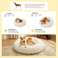 Bedsure ComfyFleece™ Donut Medium Dog Bed - Washable Faux Fur with Corduroy Fleece & Anti Slip Bottom, Round Pet Bed with Removable Cover, Cream, 30x30x8 inches
