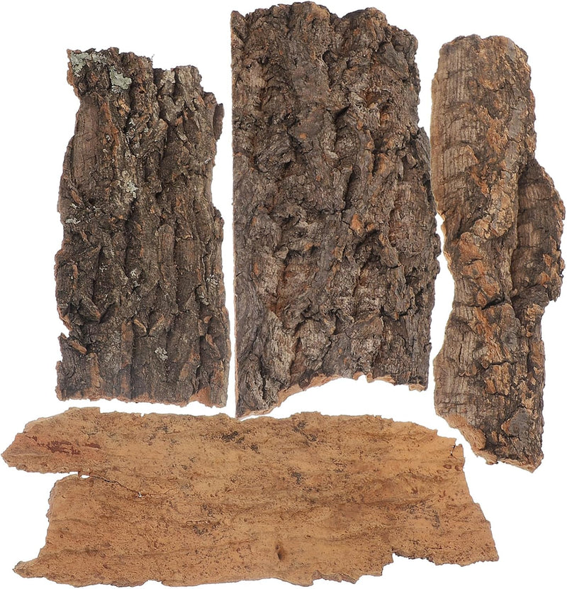 SEWACC 4pcs Natural Cork Bark Bits Reptile Bark Bedding Flat Cork Bedding Terrariums Substrate for Snake Spiders Bearded