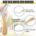 Bot Egg Knife for Horses, Horse Farrier Tool Grooming Bugs, Stainless Steel Blade with Wood Handle, Precision Grooming T