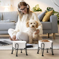 Kitwinney Elevated Dog Bowls, Ceramic Raised Dog Bowl Set with Anti-Slip and Non-Tip Metal Stand, 2 Pack Pet Food and Water Feeding Bowls for Small and Medium Dogs (White,3.6 Cups)