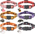 Halloween Cat Collar, Cotton 2 Pack Cat Collar with Bells, Purple