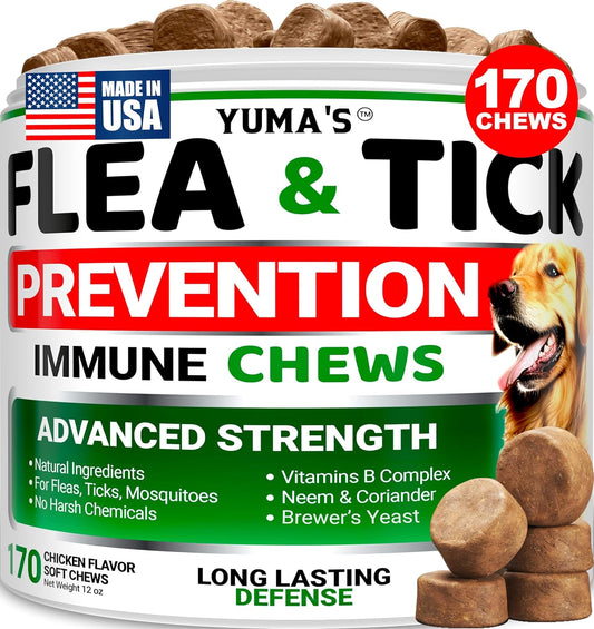 Flea and Tick Prevention for Dogs, 170 Chews, Natural Oral Supplement