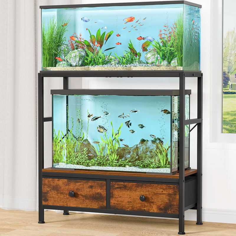 Snughome 29 Gallon Fish Tank Stand, Heavy Duty Aquarium Stand with Storage Drawers, 3-Tier Metal Frame Fish Tank Rack fo