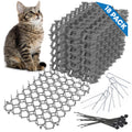 Petfolio 18 Pack Scat Mat for Cats - 8 x 6 Inch Cat Deterrent Mat with 1 Inch Spikes is A Great Cat Repellent Indoor & Outdoor to Keep Cats Away. Includes 6 Garden Staples & 10 Zip Ties (Grey)