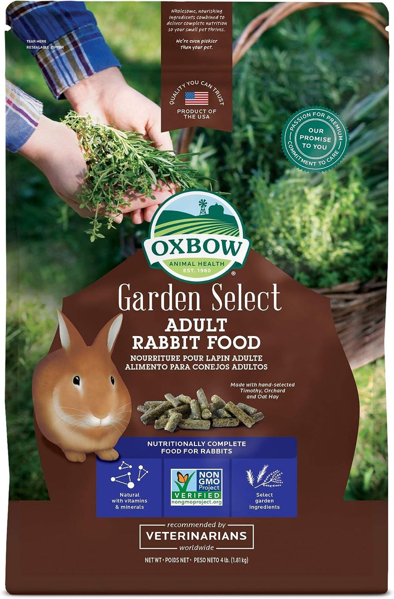 Oxbow Garden Select Adult Rabbit Food, High-Fiber Rabbit Pellets, USA, 4 lb
