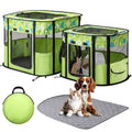 Portable Cat Playpen with Separate Areas, Foldable Indoor Outdoor Cat Enclosure, Portable Pet Tent for Kittens and Small Animals, Collapsible Tent Kennel Cage House with Tent Pegs and Carry Bag