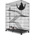 Homey Pet 51 Inch Cat Cages Indoor, Large 4-Tier Cat Crates for Indoor Cats, Collapsible Metal Wire Cat Enclosures Big Kennel for Adult Cats Kitten Kitty with Hammock, Ladders, 360° Wheels